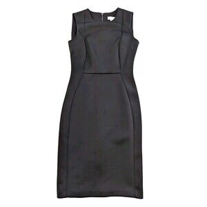 Calvin Klein Size 4 Solid Black Neoprene Sheath Dress Sleeveless Square